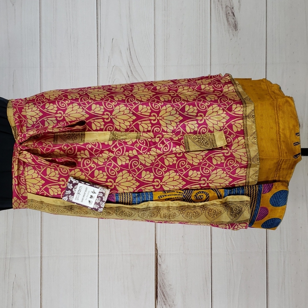 Darn Good Yarn Sari Silk Wrap Skirt Tea XL/Plus